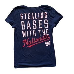 PINK Victoria's Secret MLB Washington Nationals Baseball Navy VNeck Shirt Size M